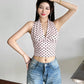 Hipster Y2K Halter Women Polka Dots Print Tank Tops Summer Elegant Sexy Fashion Wild Basic Streetwear Basic Wild Vest