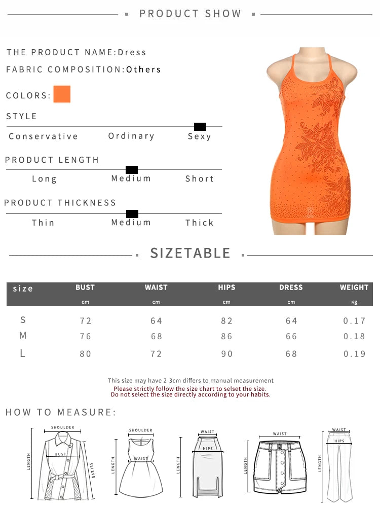 Flower Rhinestones Sexy Low-Neck Dress Women Cross Bandage Backless Fashion Vacation Beach Party Style Mini Bodycon