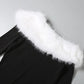 Furry Patchwork Christmas Dress Women Winter Elegant Trend Diagonal Collar Split Hem Full Sleeve Party Club Vestidos