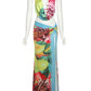Colorful Leopard Women 2 Piece Set Y2K Beach Vacation Halter Tank Tops+Wrapped Maxi Skirts Matching Vacation Clubwear