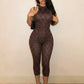 Wild Midnight Street Romper Women  Leopard Print Halter Backless Bandages Sleeveless Fashion Club Party Playsuits