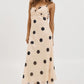 Women Summer Y2k Chiffon Maxi Dress V Neck Sleeveless Backless Polka Dot Print Ruffles Club Party Vacation Bodycon Dress