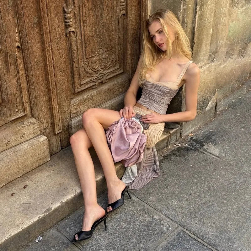 Co Ords Sets for Woman 2 Pieces Striped Irregular Midi Skirt Set Sexy Summer Outfit Woman 2026