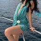 Women Summer Sleeveless Mini Dress Casual Shell V-Neck Wrap Halter Neck Party Dress for Beach Club Streetwear