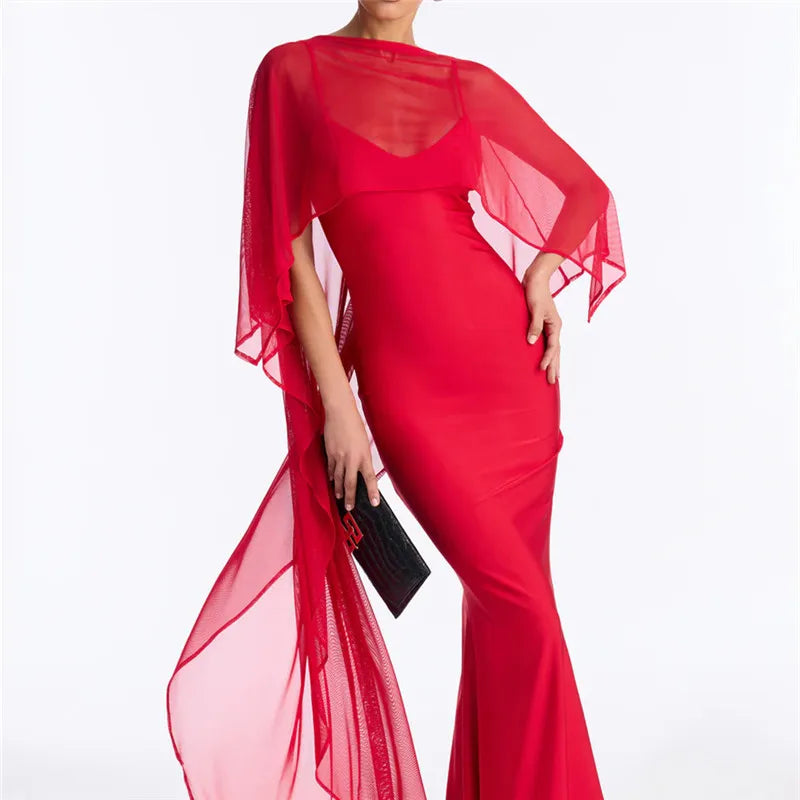 Women Sheer Chiffon Cape Shawl Asymmetric Drape Mesh Evening Dress Cover Up Bridal Wrap For Wedding Party Formal Events