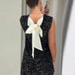 Sequins Backless Bow Sexy Mini Dress For Women Robe 2025 New Sleeveless A-line Sparkle Club Dress Elegant Vestido