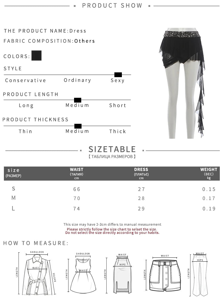 Sexy 2-Piece Set Women Cross Bandage Hollow Lapel Vest+Patchwork Sequin Irregular Folds Tassel Skirt Midnight Suit