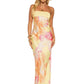 Satin Print Off-shoulder Sexy Maxi Dress Women Gown Elegant Strapless Sleeveless Backless Club Party Long Dresses