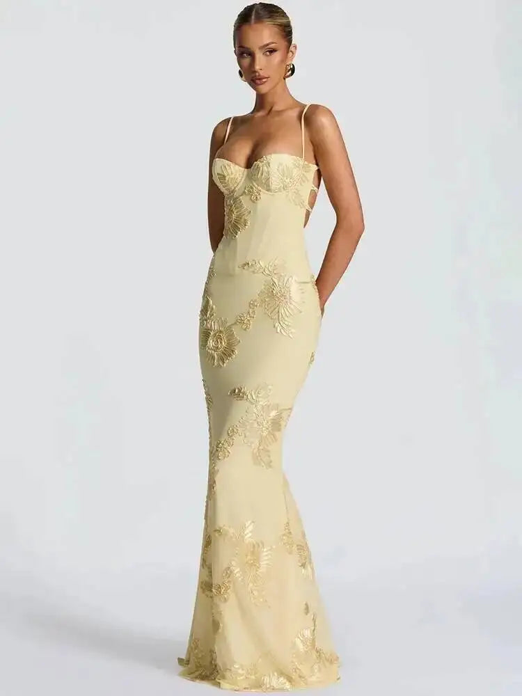 Spaghetti Strap Print Sexy Maxi Dress Women Fashion Off-shoulder Sleeveless Backless Bodycon Club Party Long Dresses