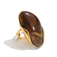 New Design Brown Green Beige Resin Geometric Adjustable Ring Golden PVD Stainless Steel Rust Proof Finger Jewelry Gift