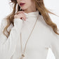 2025 Winter New Arrivals Y2K Solid High Neck Pearl Fit Long Sleeve Tshirt For Women