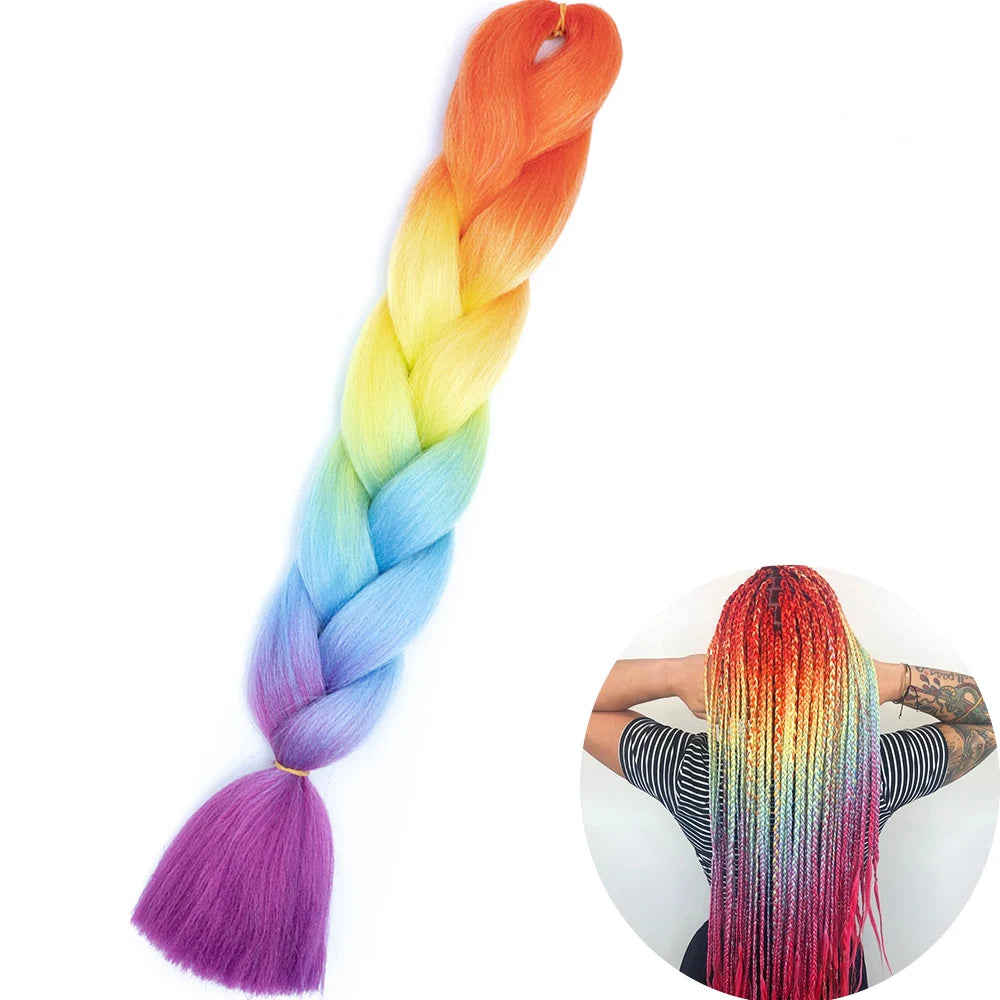 Synthetic Jumbo Braiding Hair Extension 24 Inch Heat Resistant Fiber In Bulk Ombre Jumbo Braids Hair For Black Women