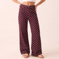 Women High Waist Polka Dot Wide Leg Jeans Button Fly Loose Flared Denim Trousers Vintage Casual Streetwear Pants