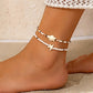 2Pcs Kpop Boho Starfish Turtles Conch Seed Beads Chain Anklet for Women Summer Beach Sweet Ankle Barefoot Y2K Jewelry