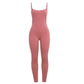 Fitness Ribbed Jumpsuit Women Lace Stretch Sleeveless Sporty Casual Activity Simple Body-Shaping Summer Slim Overalls