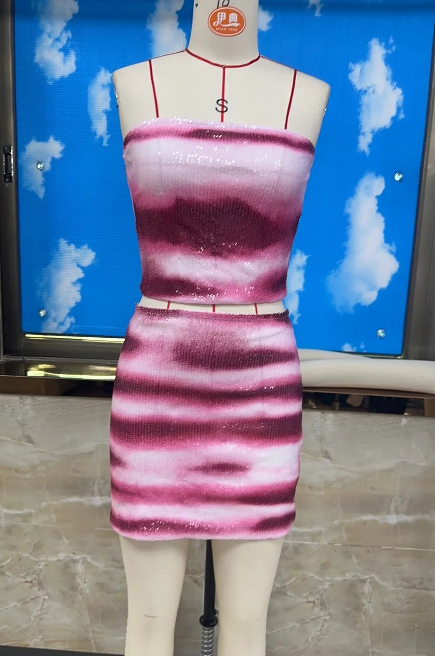 Women Halloween Shark Tale Lola Costume Mini Skirt Sets Strapless Tube Top and Short Skirt Sexy Cosplay Outfit