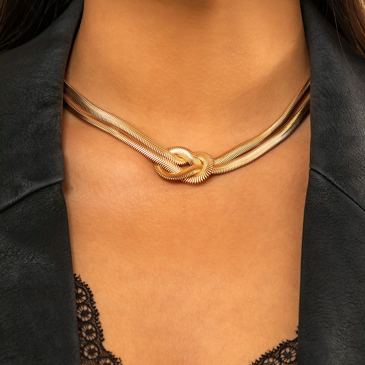 Exaggerated Chunky Twisted Snake Chain Necklace Women Sexy Vintage Clavicle Choker Grunge Neck Jewely Steampunk Bijoux