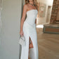 Off-shoulder Strapless Sexy Maxi Dress Women Elegant Sleeveless Backless Ruched High Split Club Party Long Dress
