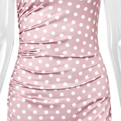 Polka Dot Print Sleeveless Bodycon Mermaid Maxi Dress 2026 Woman Elegant Vintage Long Party Dresses