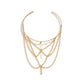 Vintage Multilayer Stick Tassel Pendant Upper Armband Cuff Open Bangles for Women Long Chain Arm Body Bracelet Jewelry