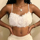 Hottie Backless Furs Tank Top Women Sexy Fashion Halter Bandages Elegant Simple Party Clubwear Trend High Street Vest