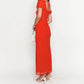 Women Summer Slim Long Dress Fashion Red Short Sleeve Deep V Neck Dot Print Party Dresses Holiday Beachwear