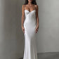 Low-Neck Satin Maxi Dress Women Sleeveless Slim Chic Wedding Party Elegant Vacation Summer Fashion Classic Vestidos