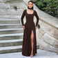 Long Sleeve Split Dresses for Woman Clothing Autumn Elegant Long Party Dresses with Scarf