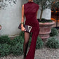 Irregular Draped Ruched Sexy Mini Dress For Women Elegant Turtleneck Sleeveless High Waist Pleated Club Party Dress