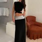 Sexy Y2K Elegant 2 Piece Set Women Summer Backless Cross Bandage Tank Top+Widewaist Sequins Long Skirts Matching Suit