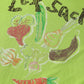 Women's V Neck Short Sleeve Tee with Hand Drawn Vegetable Print, Irregular Hem Loose T-shirt for Daily, Casual Soft Knit