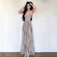 Leopard Print Mesh Sheer Spaghetti Strap Maxi Dress Elegant Flowing A-line Dresses for Woman Vacation Outfits