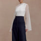 Chiffon Sheer White Sexy Shirt Women Elegant Summer Long Sleeve Cape Sleeve Backless T-shirt Female Fashion Tees