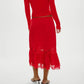 Women Half Slip Long Skirt Lace Trim Satin Underskirt Elastic Waist Aline Silky Slips Skirt for Under Dress Party Club
