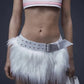 Winter Furry Tassel Skirt Women Sexy Hottie Trend Metal Buckle Belt Wild Hottie Street Skinny Club Hipster Mini Bottom
