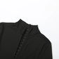 Casual 2-Piece Set Women Turtleneck Single-breasted hidden buttons crop tops+Elastic waist Flared pants sporty suits