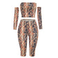 Snake Print 3 Piece Set Women Sexy Hottie Tank Top+Arm Sleeve+Capri Pants Fashion Midnight Street Party Club Suits