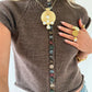 Women Turtleneck Knit Vest Colorful Button Sleeveless Sweater Top Y2K Cropped Knitwear Short Sleeve Cardigan Casual
