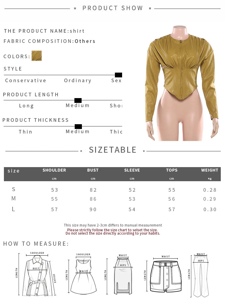 Luxury PU Crop Jacket Women Irregular Waist-Cinch Spring Wild Zip Full Sleeve Streetwear Office Lady Classic Coat