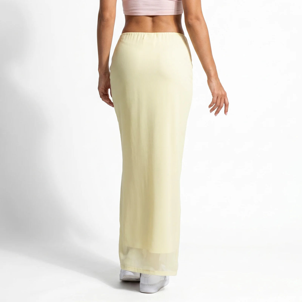 Women Yellow Knotted Waist Maxi Skirt Bodycon Draped Tie Front High Waist Long Skirt Summer Streetwear Vacation Outfit
