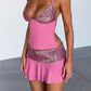 2 Piece Set Sequined Backless Cami Top and Mesh Mini Skirt Matching Sets Sexy Womens Outfit Summer 2026