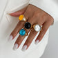 Vintage Irregular Acrylic Rhinestone Metal Rings Trendy Geometric Aesthetic Women's Finger Jewelry Gift