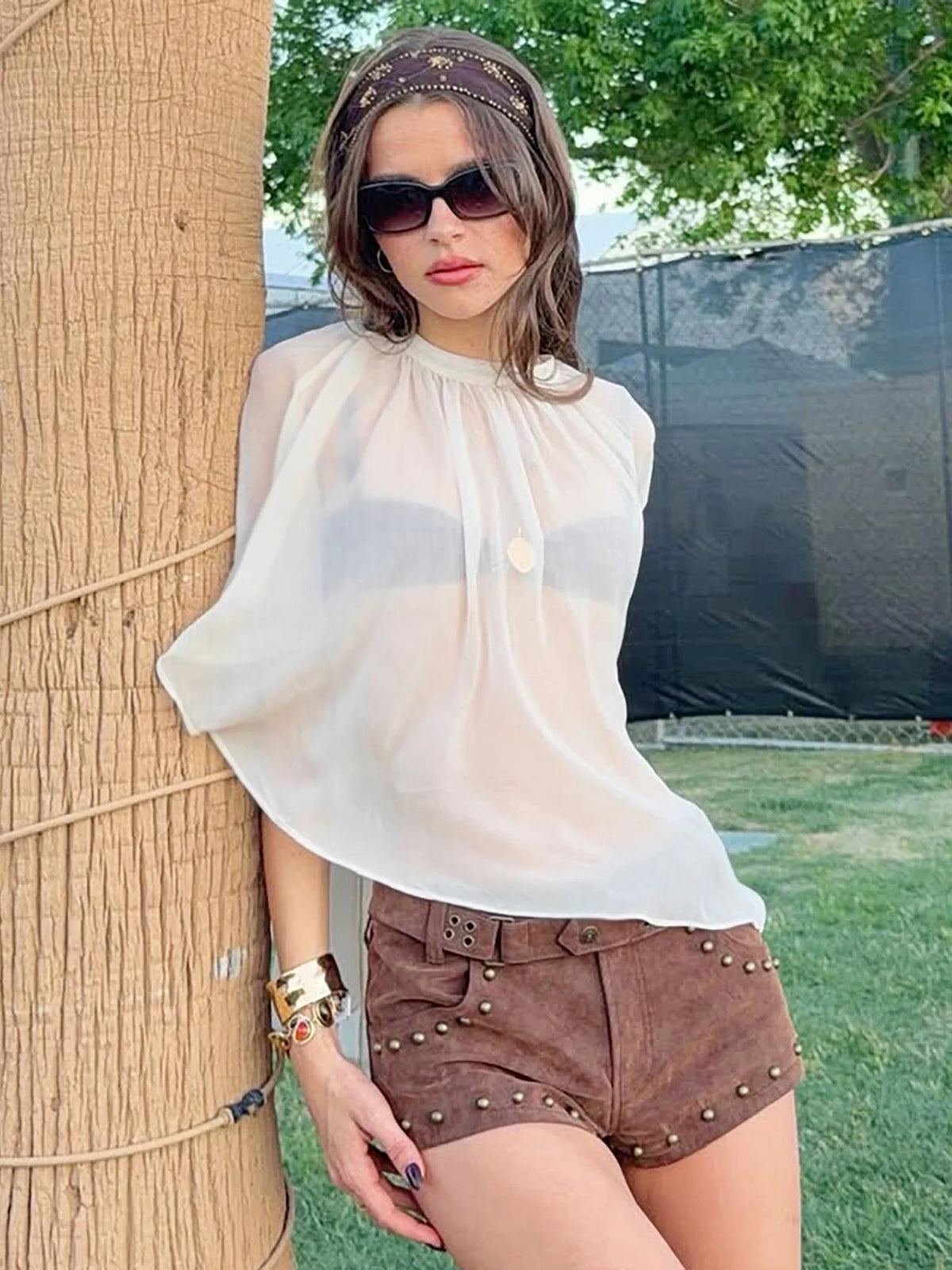 See Through White Mesh Cape Tops for Woman Clothes Summer 2026 Elegant Women's Blouses and Shirts
