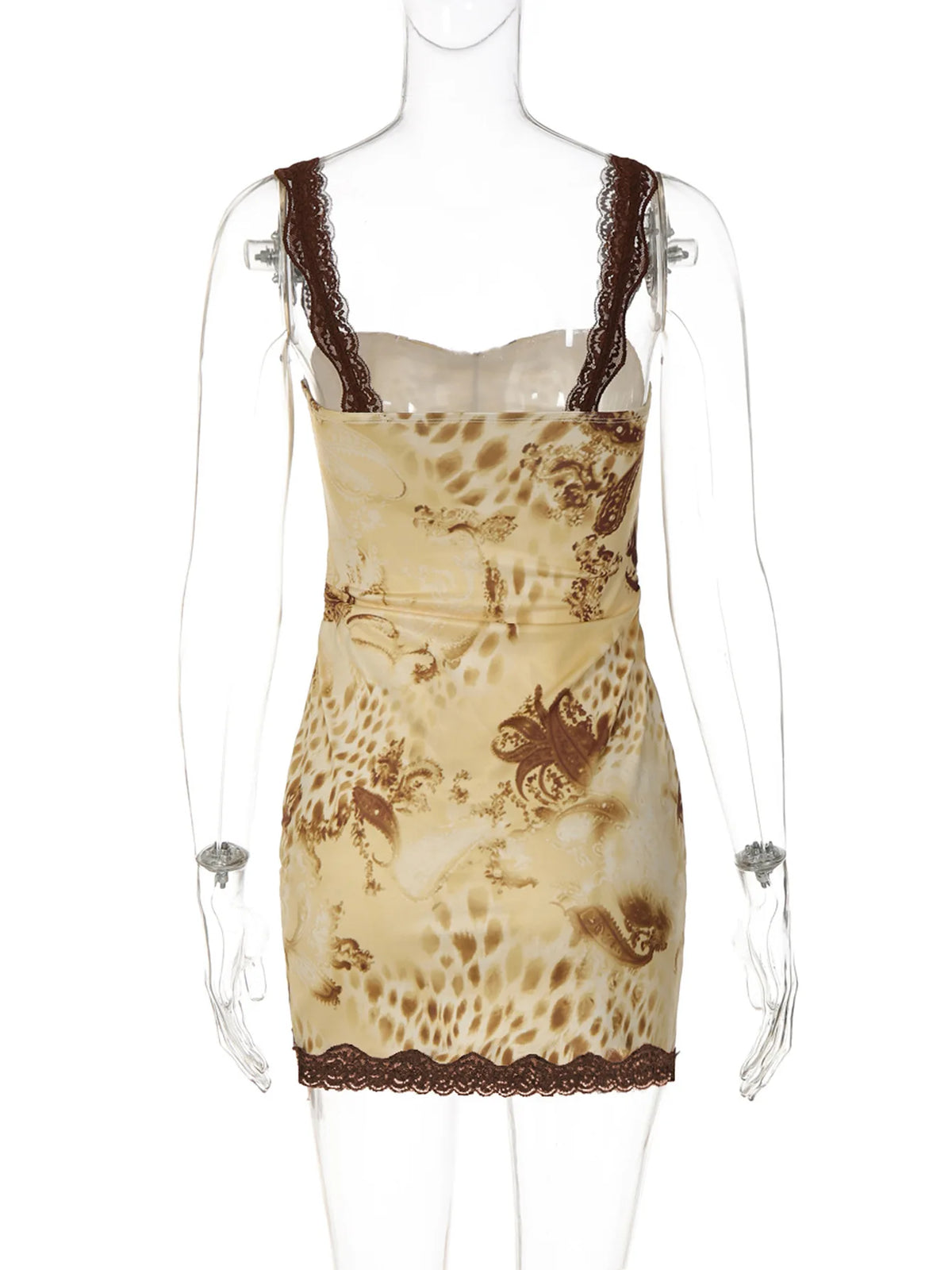 Leopard Print Summer Dresses 2026 Fashion Sexy Lace Trim Sleeveless Mini Bodycon Dress Woman Clothing