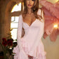 Flare Sleeve Ruffle Sexy Mini Dress Women Robe Irregular Single-breasted V Neck High Waist Slim A-line Club Dress