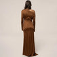 One Shoulder Draped Front Long Sleeve Maxi Dress Burgundy Evening Party Dresses Woman Elegant Fall 2026