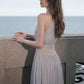 Beads Sequins Patchwork Dress Women Elegant Halter Ruched Sleeveless Split Fashion Beach Evening Party Club Bodycon