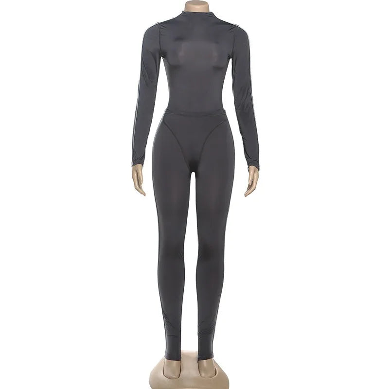 Women' S Clothes 2 Piece Sets Long Sleeve Bodysuit Top and Pants Leggings Matching Sets Sexy Club Outfits
