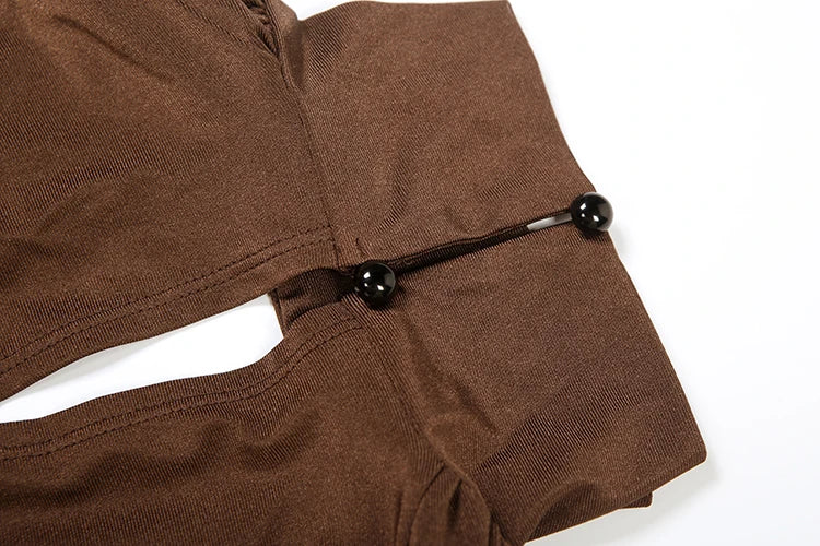 Chic Metal Pin Maxi Dress Women Sexy Split Deep V-Neck Long Sleeve Elegant Simple Evening Skinny Stretch Long Bodycon