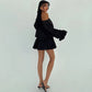 Lace Up Off Shoulder Long Sleeve Mini Dress Boho Loose Dresses for Woman Clothes Fall 2025